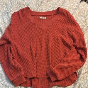 Madewell Brick Red Waffle Knit Sweater